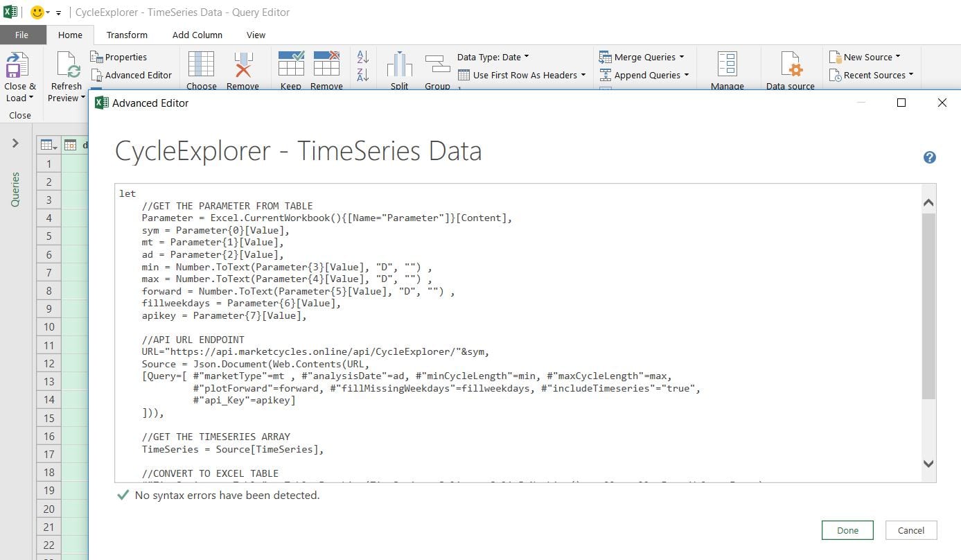 CycleExplorer Excel Power Query 